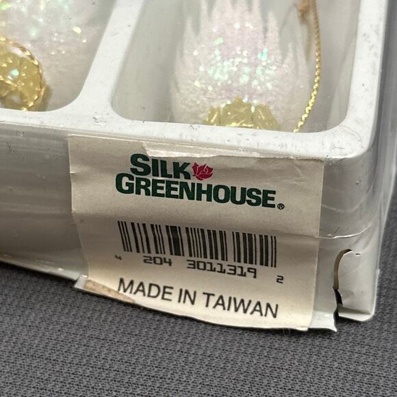 VTG Blown Glass Icicle Christmas Ornaments Clear Iridescent Glitter 4 pc Glam - Picture 12 of 15